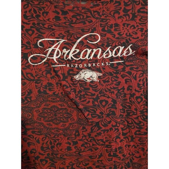 My Sport Arkansas Razorbacks Womens T-Shirt Red Black Lace Floral Pattern XL - Picture 9 of 11